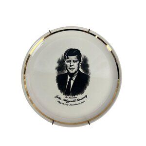 John F. Kennedy Memorial Collector Plate 1963 Gold Trim Porcelain 9" Vintage